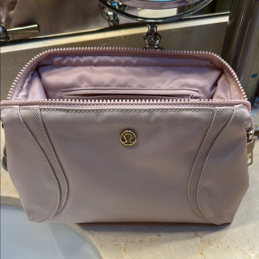Lululemon Pink Cosmetic Bag with Structured Design